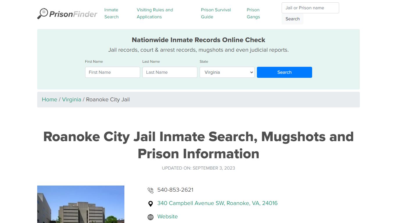 Roanoke City Jail Inmate Search, Mugshots, Visitation, Phone no ...
