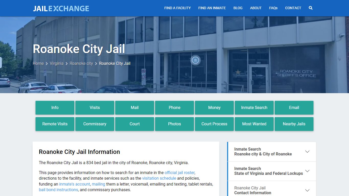 Roanoke City Jail, VA Inmate Search, Information